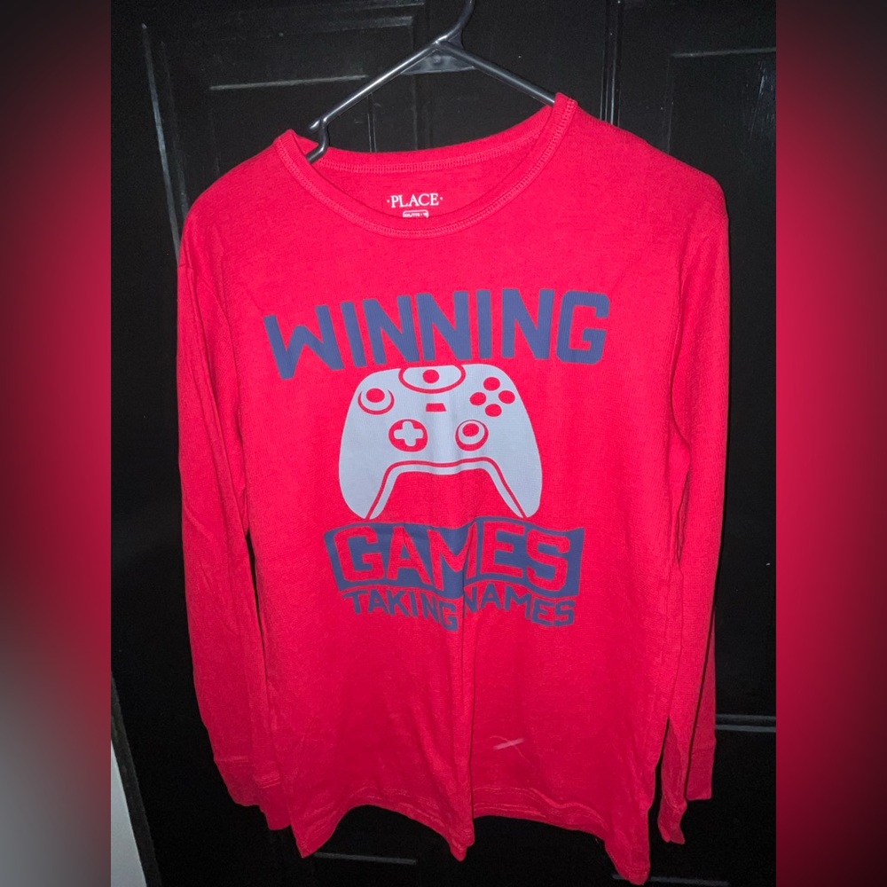 EUC Children’s Place Boys “Winning Games Taking Names” Thermal Top - Sz XXL/16